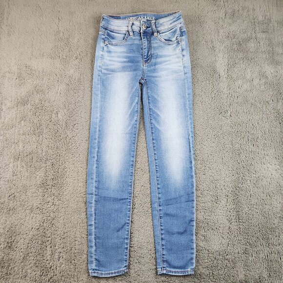 American Eagle Denim - American Eagle Jegging Women’s 00 Reg Super Stretch Hi-Rise Skinny Crop Blue AE